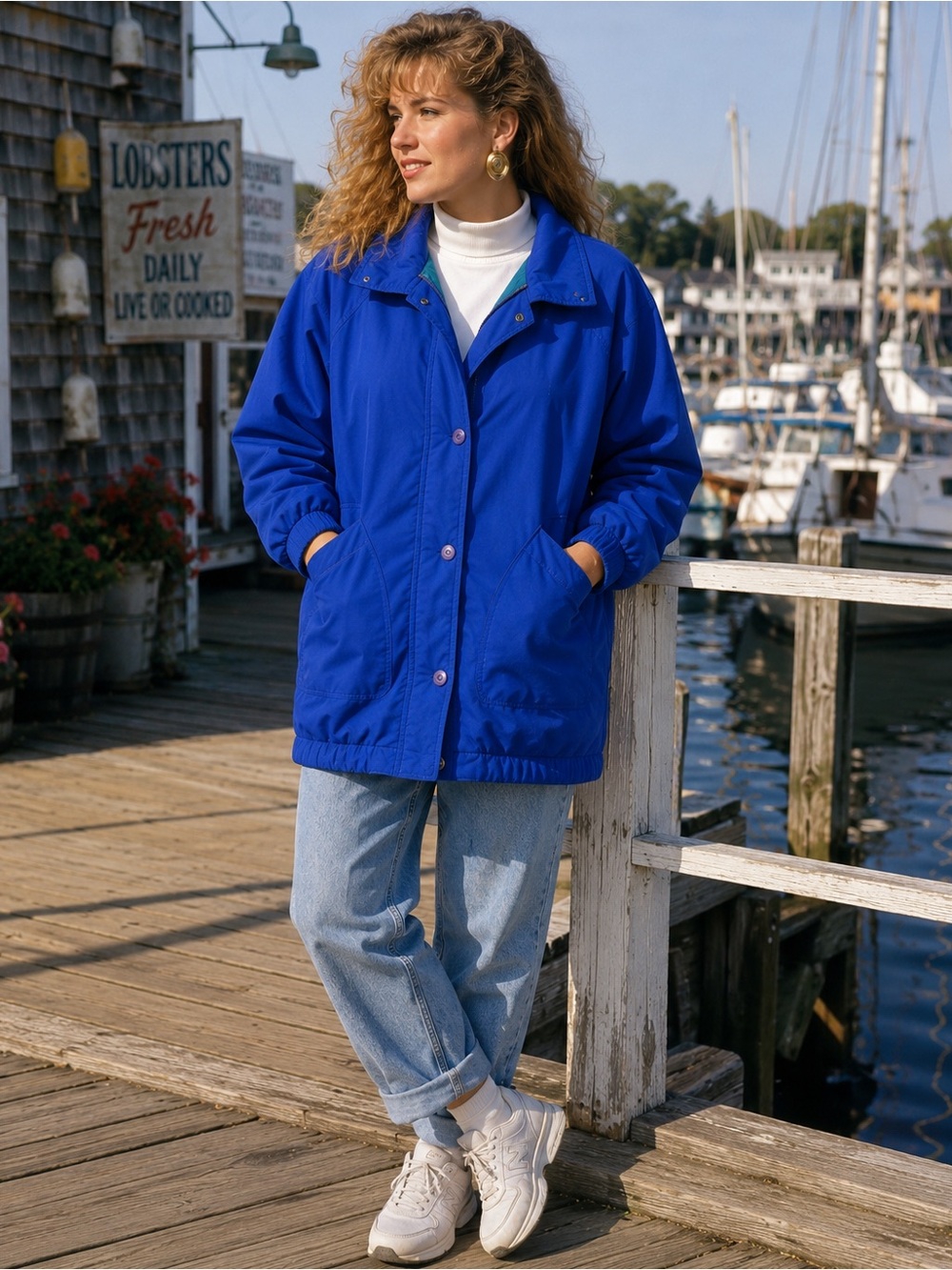 Vintage ClipperMist Londontown Corp. Quilted Jacket Cobalt Blue L